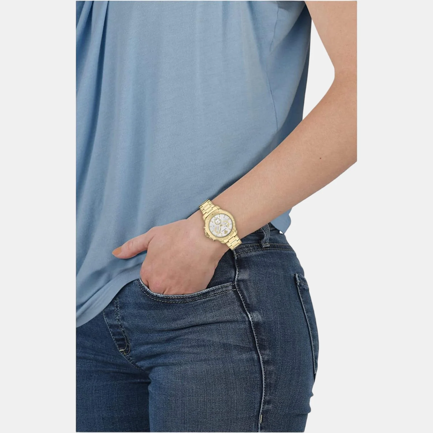 Men Quartz Silver Dial Chronograph Stainless Steel Watch VE2E00521 - Image 4